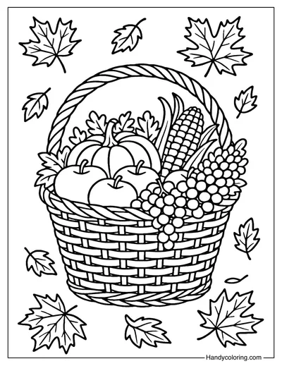 Harvest Basket Coloring Page