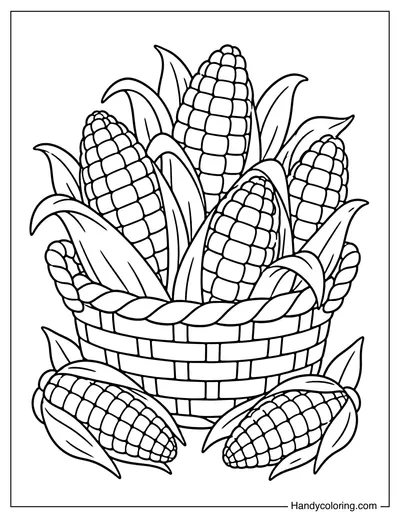Harvest Basket Filled with Fresh Corn