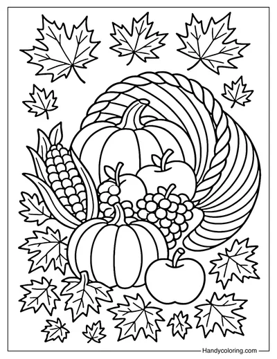 Harvest Cornucopia Coloring Page