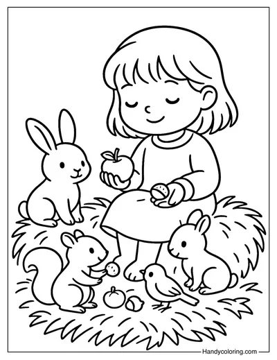Harvest Friends Coloring Page