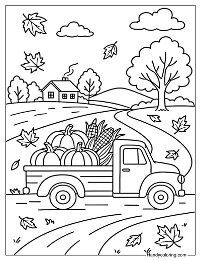 Harvest Truck Coloring Page
