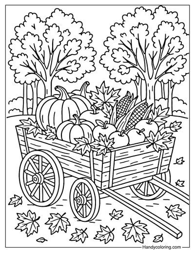 Harvest Wagon Coloring Page