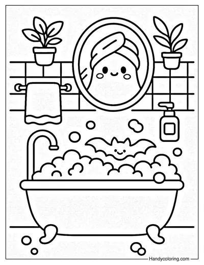 Haunted Bathroom Coloring Page