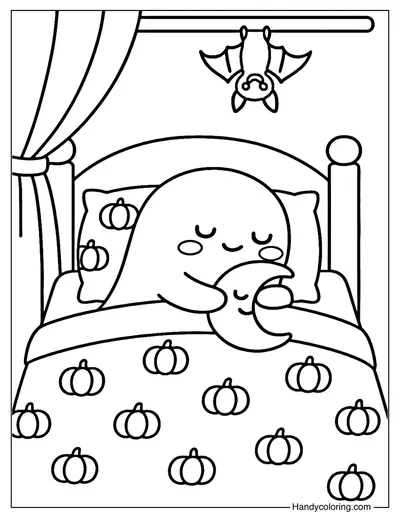 Haunted Bedroom Coloring Page