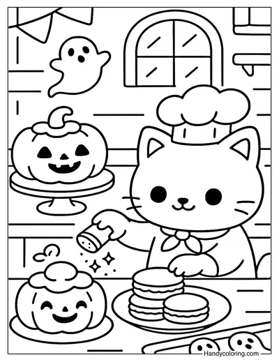 Haunted Candy Bakery Coloring Page