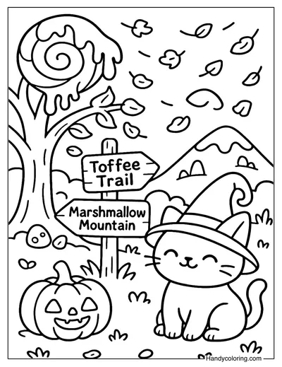 Haunted Candy Woods Coloring Page