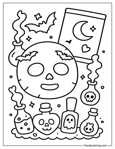 Haunted Face Mask Coloring Page
