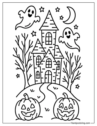 Haunted House Bookmark Coloring Page