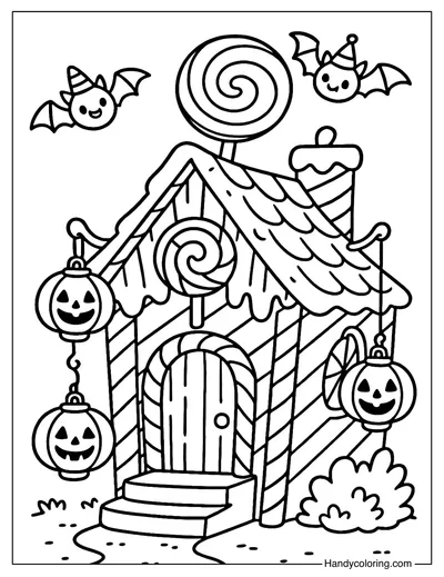Haunted House Candy Coloring Page
