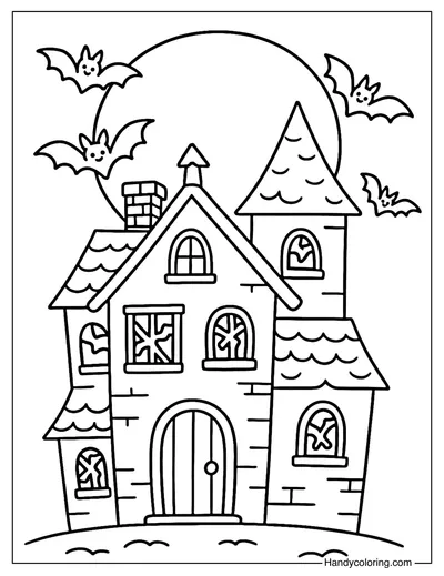 Haunted House Horror Coloring Page