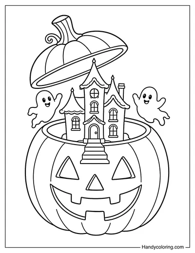 Haunted House Inside a Giant Jack-o'-Lantern