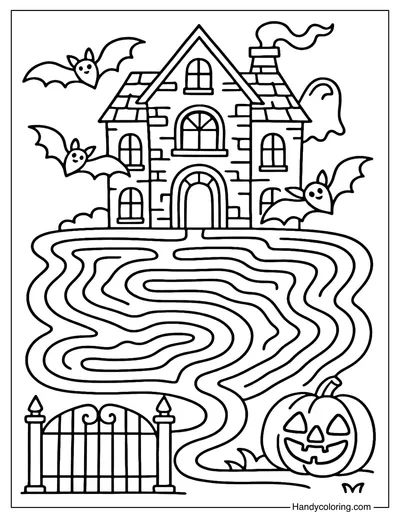 Haunted House Maze Coloring Page