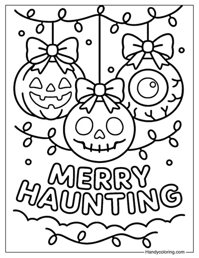 Haunted Ornament Balls Coloring Page