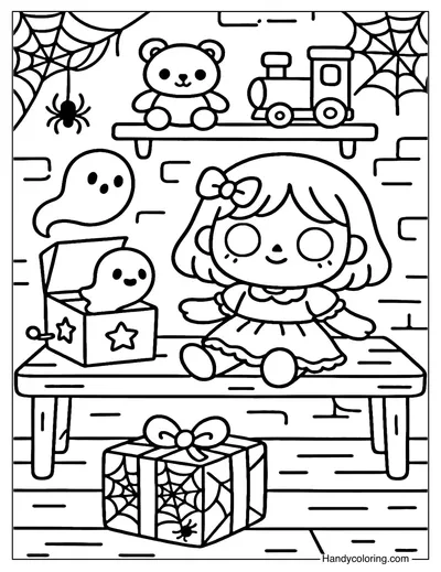 Haunted Toy Workshop Coloring Page