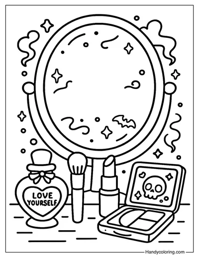 Haunted Vanity Set Coloring Page