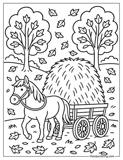 Hayride Harvest Coloring Page