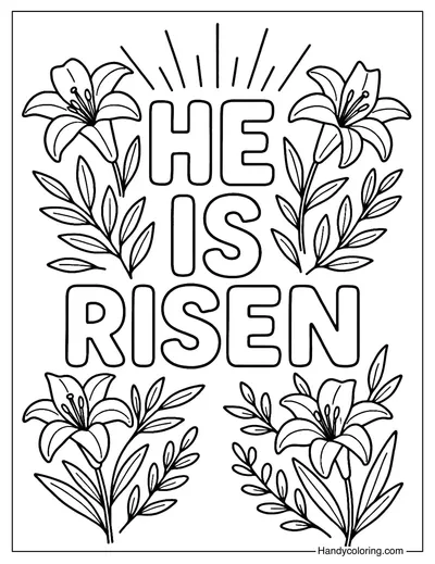 He Is Risen Lettering Coloring Page