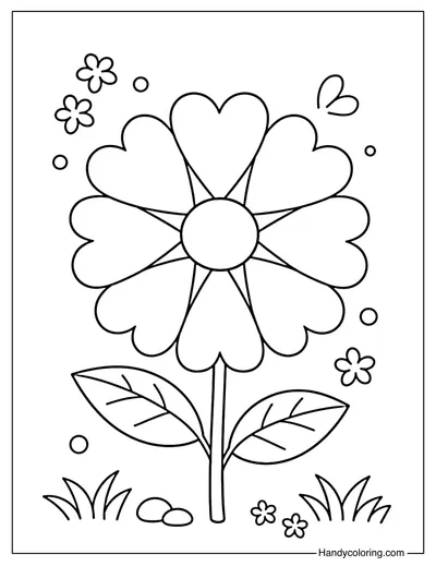 Heart Petal Flower Coloring Page