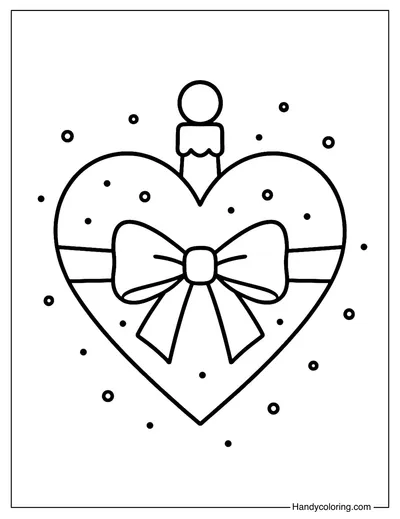 Heart Ribbon Ornament Coloring Page