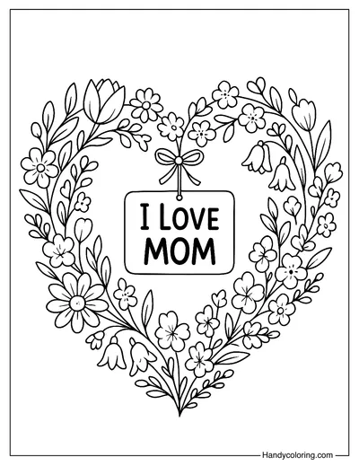 Heart Shaped Wreath Coloring Page