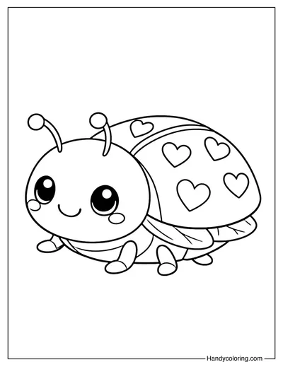 Heart Spots Ladybug To Color