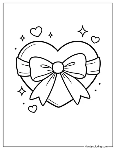 Heart with Bow Coloring Page