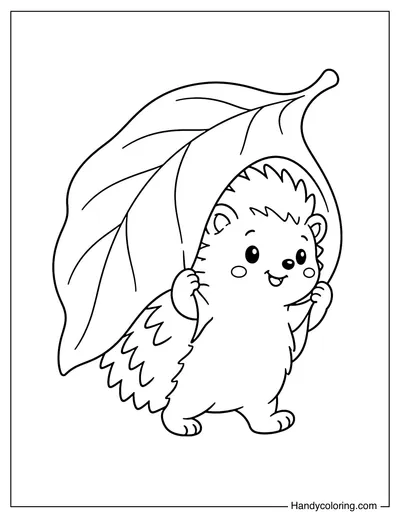 Hedgehog Carrying a Leaf Blanket