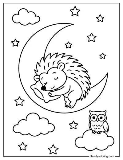 Hedgehog Dreaming Coloring Page