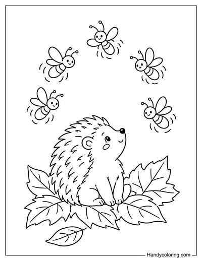 Hedgehog Watching Autumn Fireflies