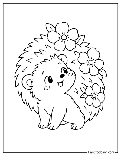 Hedgehog Wearing Flower Rings on Its Spines