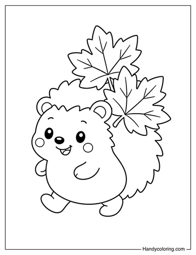Hedgehog with Fall Leaves