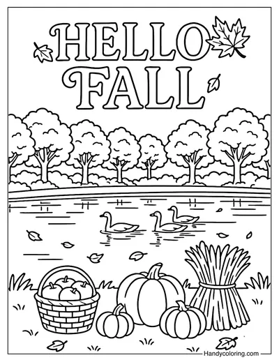 Hello Fall Coloring Page