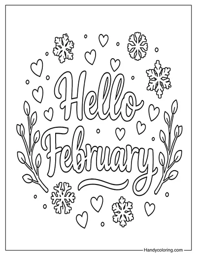 Hello February Coloring Page