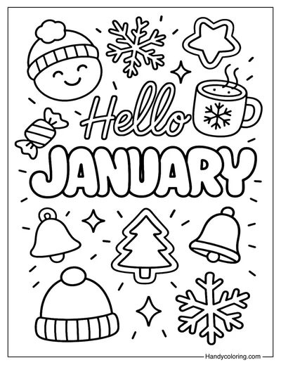 Hello January Coloring Page