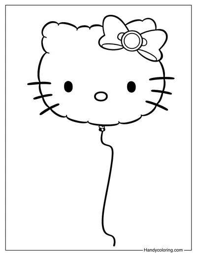 Hello Kitty Balloon Coloring Page