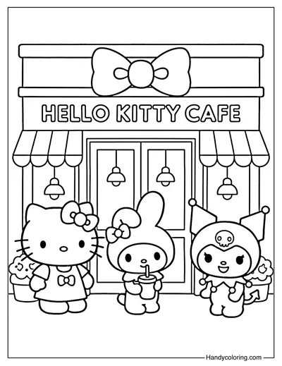 Hello Kitty Cafe Coloring Page