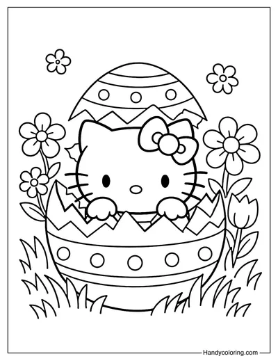 Hello Kitty Hatching from Easter Egg