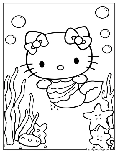 Hello Kitty Mermaid Color Page Free