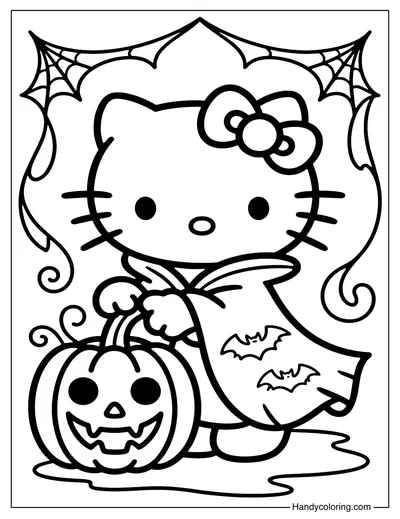 Hello Kitty Vampire Girl Coloring Page