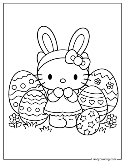 Hello Kitty Wearing Easter Bunny Ears