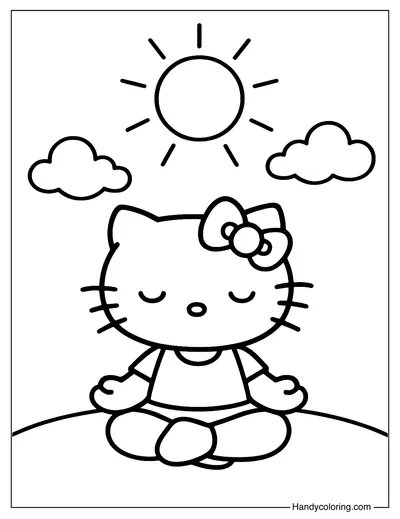 Hello Kitty Yoga in the Sunlight Coloring Sheet