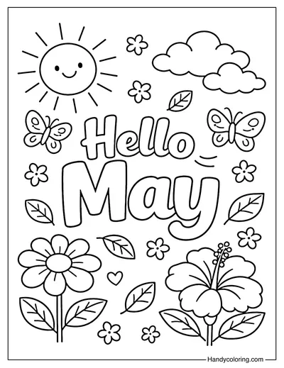 Hello May with Spring Symbols