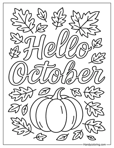 Hello October Coloring Page