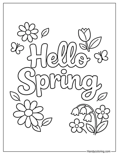 Hello Spring Coloring Page