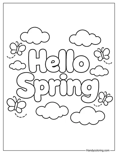Hello Spring Coloring To Print