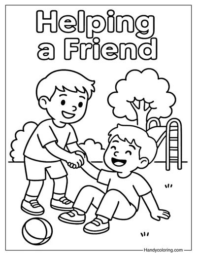 Helping a Friend Coloring Page