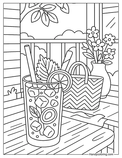 Herbal Iced Tea Coloring Page