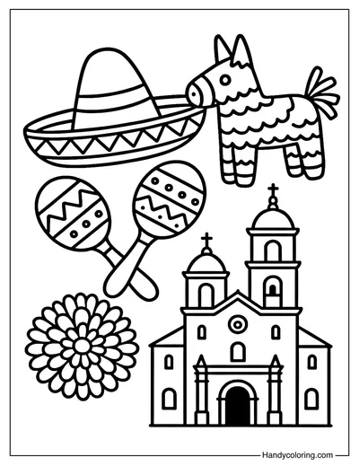 Heritage Symbols Collage Coloring Page