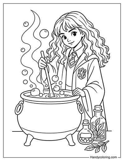 Hermione Granger Mixing a Potion