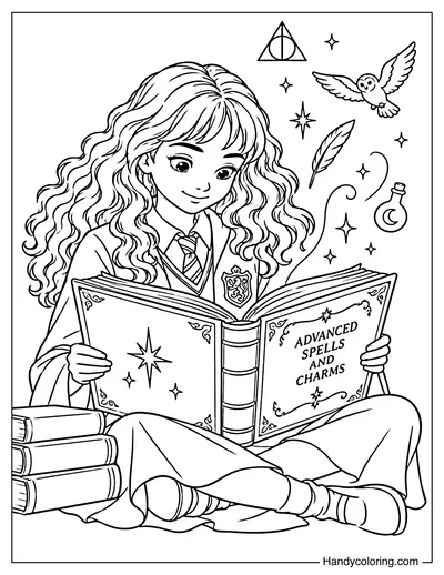 Hermione Granger Reading a Spellbook